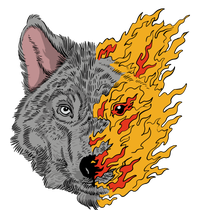 Wolf Face On Fire Tall T-Shirt