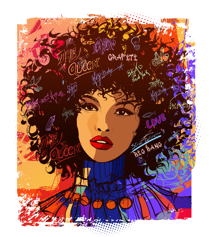 Coloful Graffiti Afro Woman T-Shirt