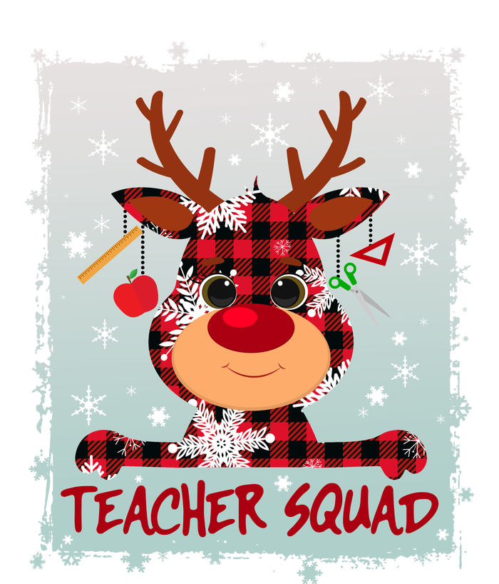 Cute Plaid Reindeer Teacher Squad Enza Ladies Jersey Football T-Shirt