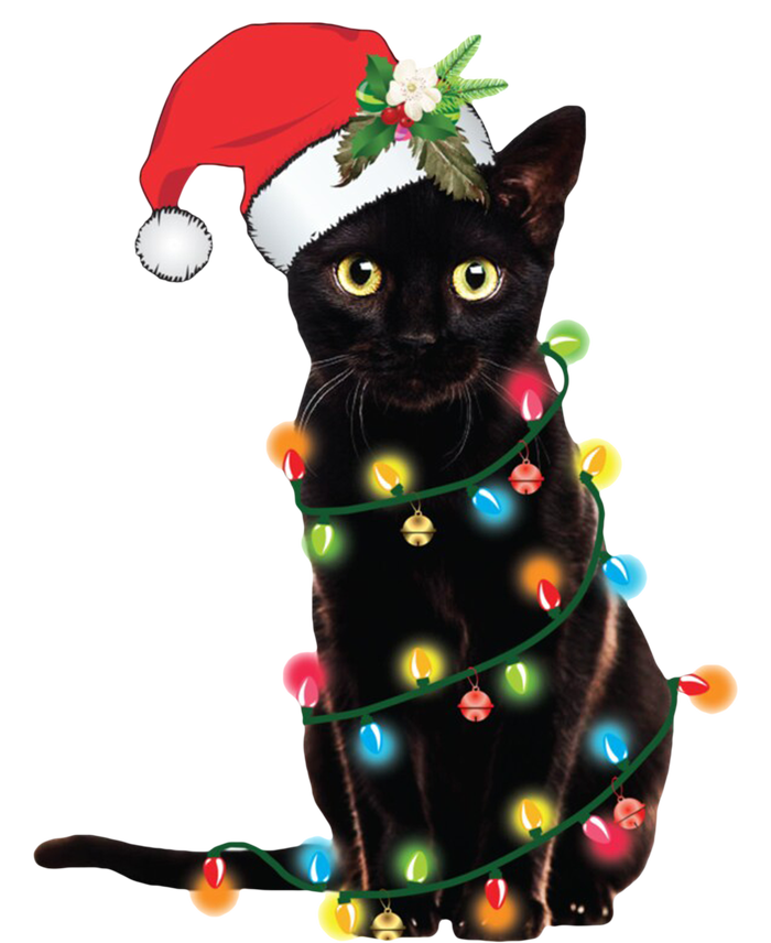 Christmas Lights Black Cat Santa Sustainable Bucket Hat