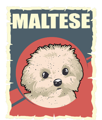 Maltese Vintage Dog Poster Design Sustainable Knit Beanie