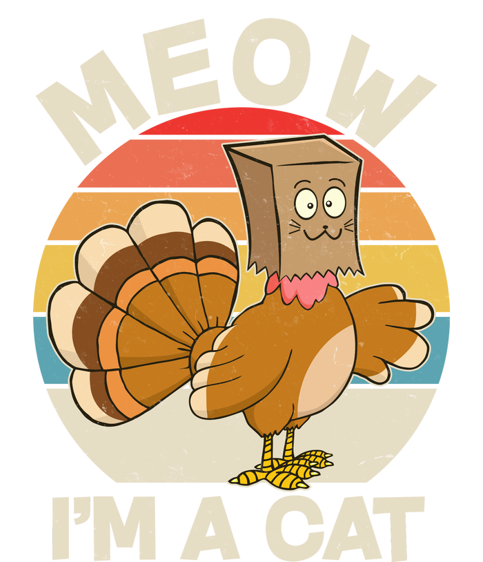 Funny Vintage Thanksgiving Turkey Meow I'm A Cat V-Neck T-Shirt