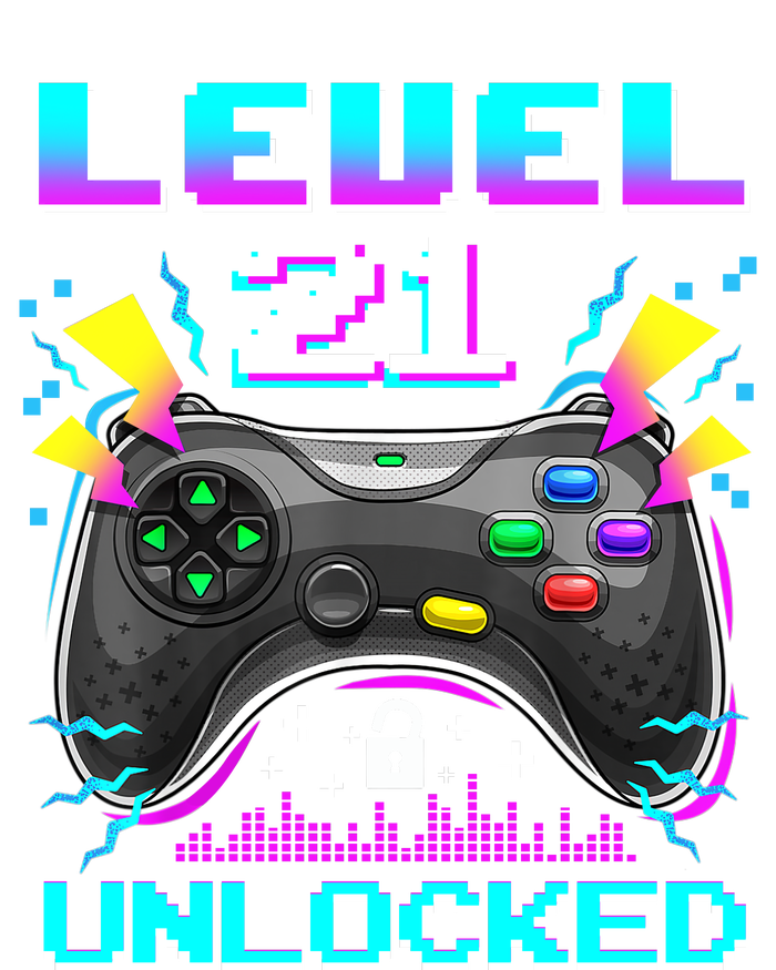 Level 21 Unlocked 21st Birthday Video Game Gift Birthday Gaming T-Shirt