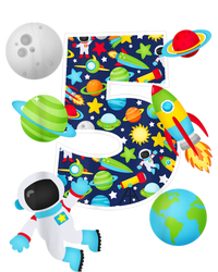 Outer Space 5 Year Old 5th Birthday Party Solar System Softstyle Adult Sport Polo