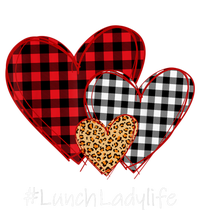 Three Hearts Buffalo Plaid Lunch Lady Valentine's Day Tank Top