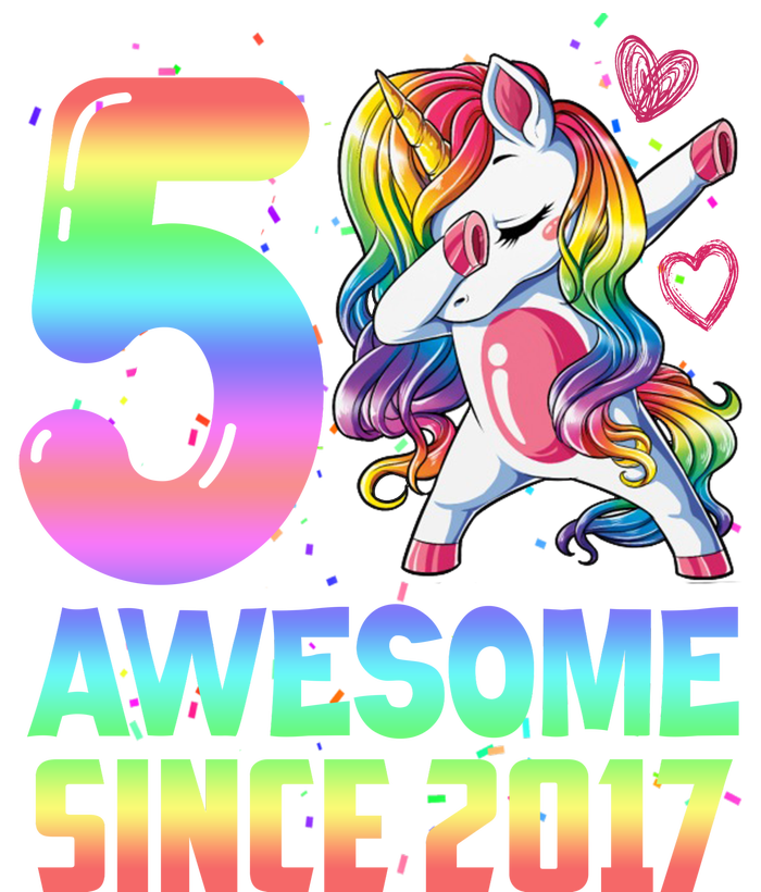 Awesome Since 2017 Unicorn 5th Birthday 5 Years Old PosiCharge RacerMesh Polo