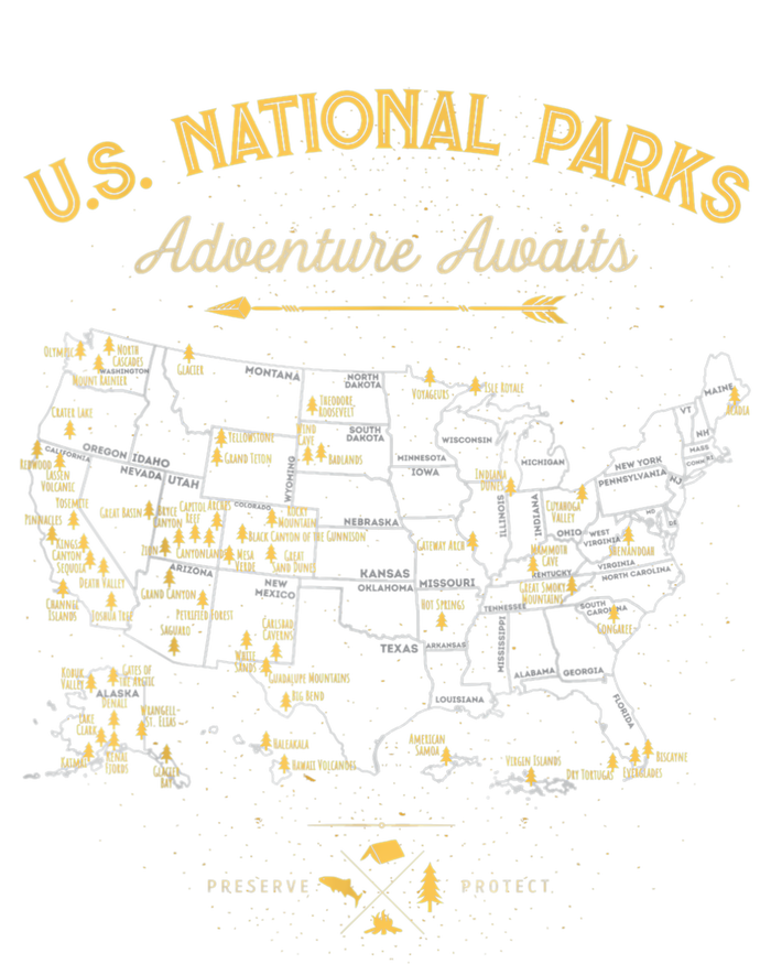 62 National Parks Map Gifts US Park Vintage Camping Hiking Womens Cotton Relaxed Long Sleeve T-Shirt