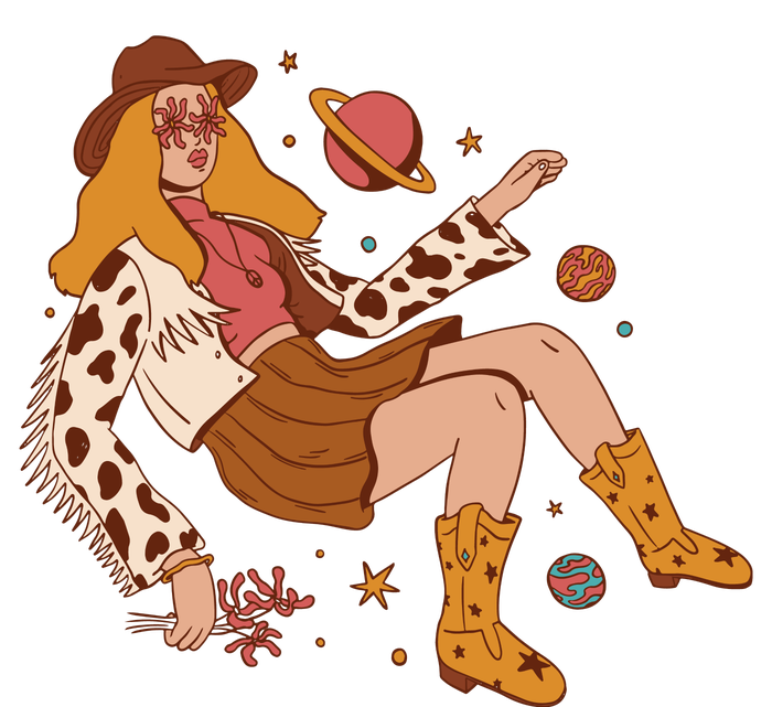 Space Hippie Cow Girl T-Shirt