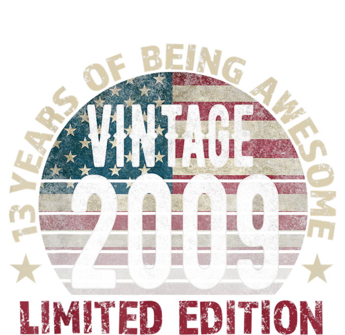 13th Birthday Gift Boys Vintage 2009 13 Years Old USA Flag T-Shirt