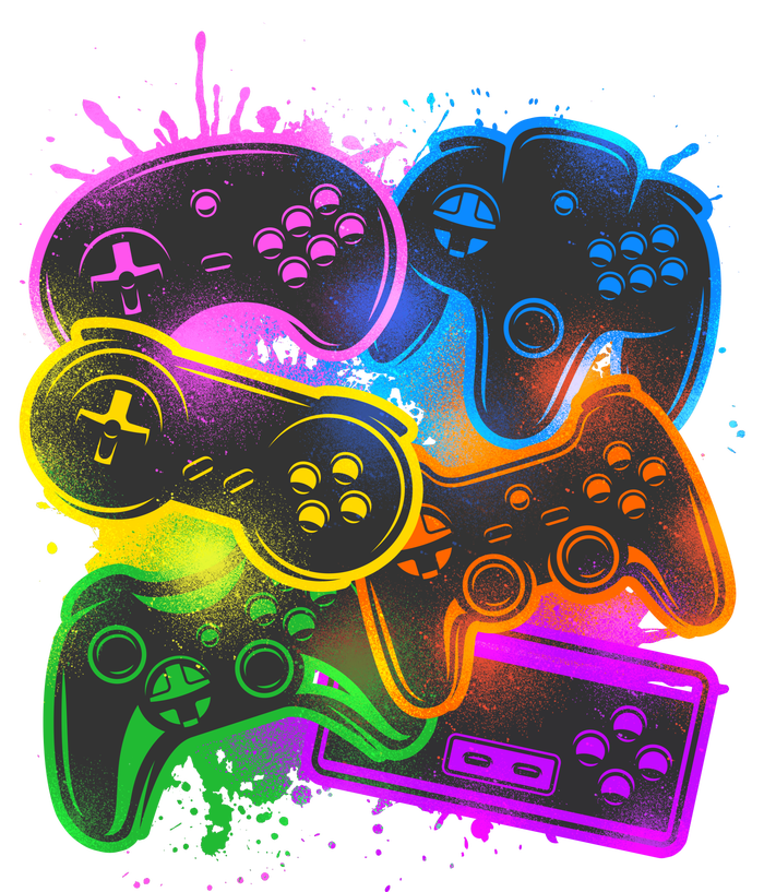 Cool Retro Neon Graffiti Video Game Controllers Tall T-Shirt