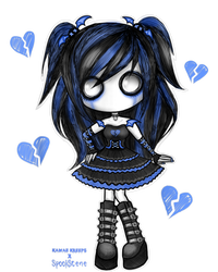 Spookscene Emo Girl Drawing Soft Goth Mall Goth Alt Blue Kids Long Sleeve Shirt