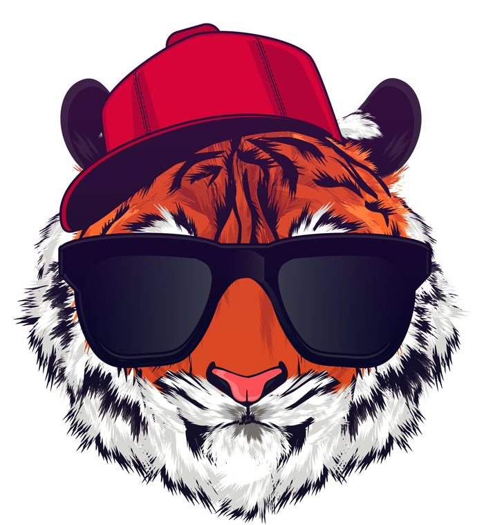 Funny Cool Hipster Tiger Sunglass Button