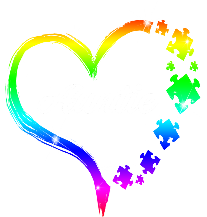 Auntie Autism Awareness Rainbow Heart T-Shirt