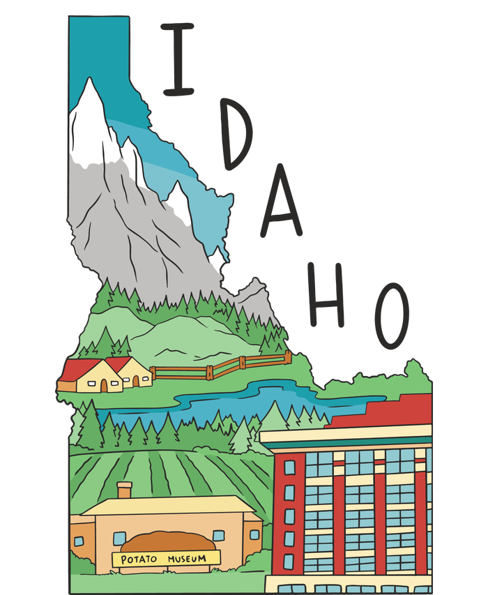 Idaho Landscape Map Toddler Long Sleeve Shirt