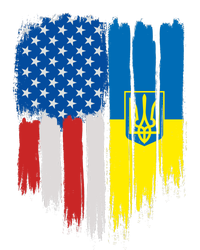 Stand With Ukraine Painted Distressed USA Ukrainian Flags T-Shirt