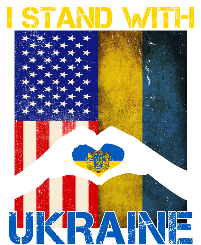 I Stand With Ukraine Heart USA Flag Adult ChromaSoft Performance T-Shirt