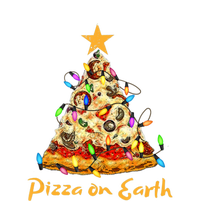 Funny Pizza On Earth Slice Christmas Tree With Lights Gift Tote Bag