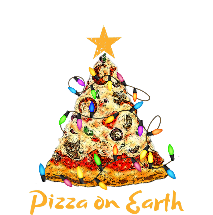 Funny Pizza On Earth Slice Christmas Tree With Lights Gift Tote Bag