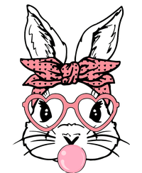 Cute Bunny With Bandana Heart Glasses Bubblegum Easter Day Button