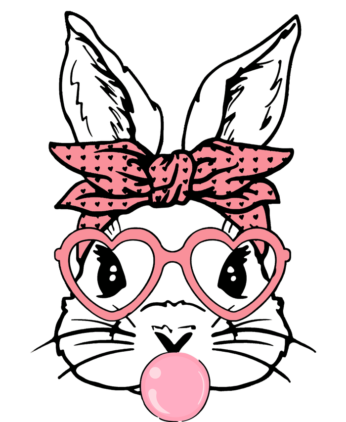 Cute Bunny With Bandana Heart Glasses Bubblegum Easter Day Button