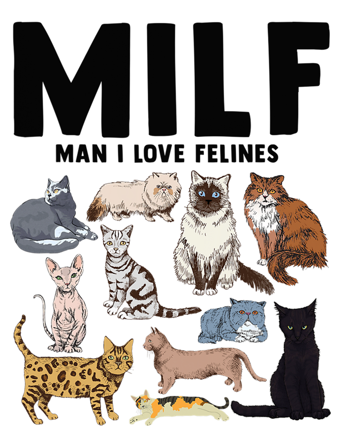 MILF Man I Love Felines Funny Cat Vintage Long Sleeve Shirt