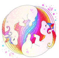 Cute Rainbow Unicorns Yin Yang T-Shirt