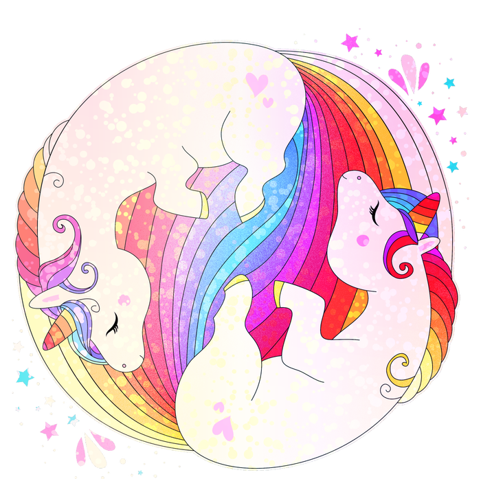 Cute Rainbow Unicorns Yin Yang T-Shirt