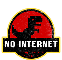 No Internet Dinosaur Park Logo Parody Distressed Button