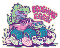 Funny Easter Dinosaur Monster Truck Crushing Eggs T-Shirt