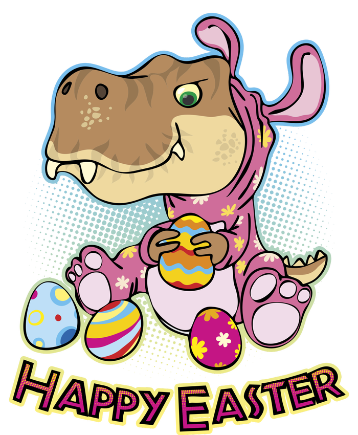 Funny Happy Easter Dinosaur Easter Bunny Costume Women's Momentum V-Neck T-Shirt