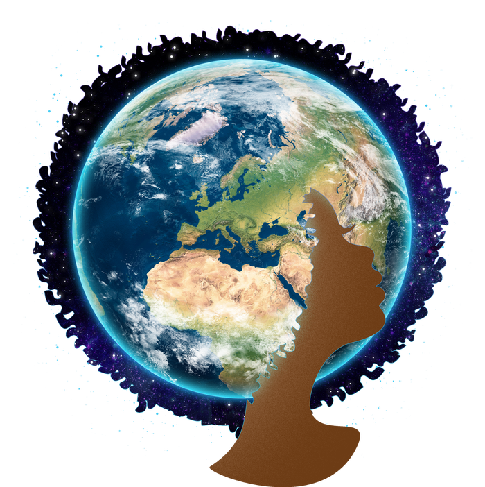 Mother Earth Afro Hair Galaxy T-Shirt