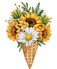 Cute Sunflowers In Ice Cream Cone Full-Length Apron With Pockets