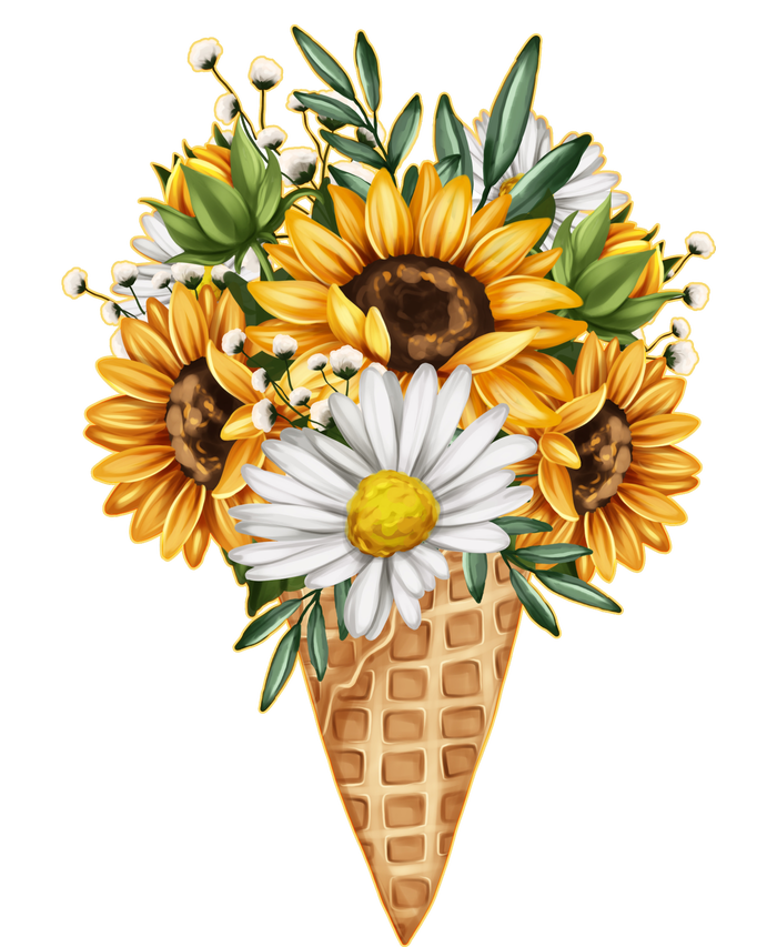 Cute Sunflowers In Ice Cream Cone Full-Length Apron With Pockets