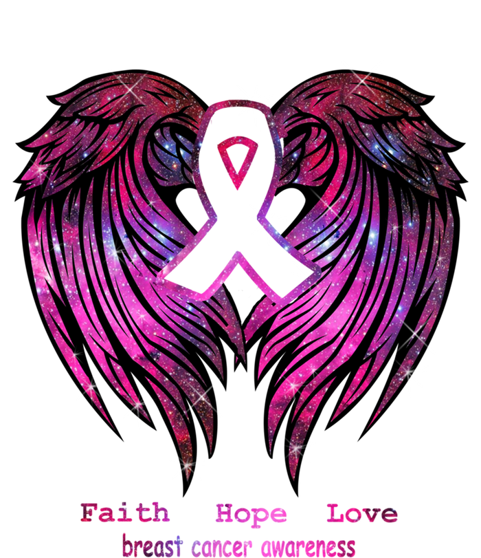 Breast Cancer Faith Hope Love Wings Great Gift Awareness (Back) Funny Gift Premium T-Shirt