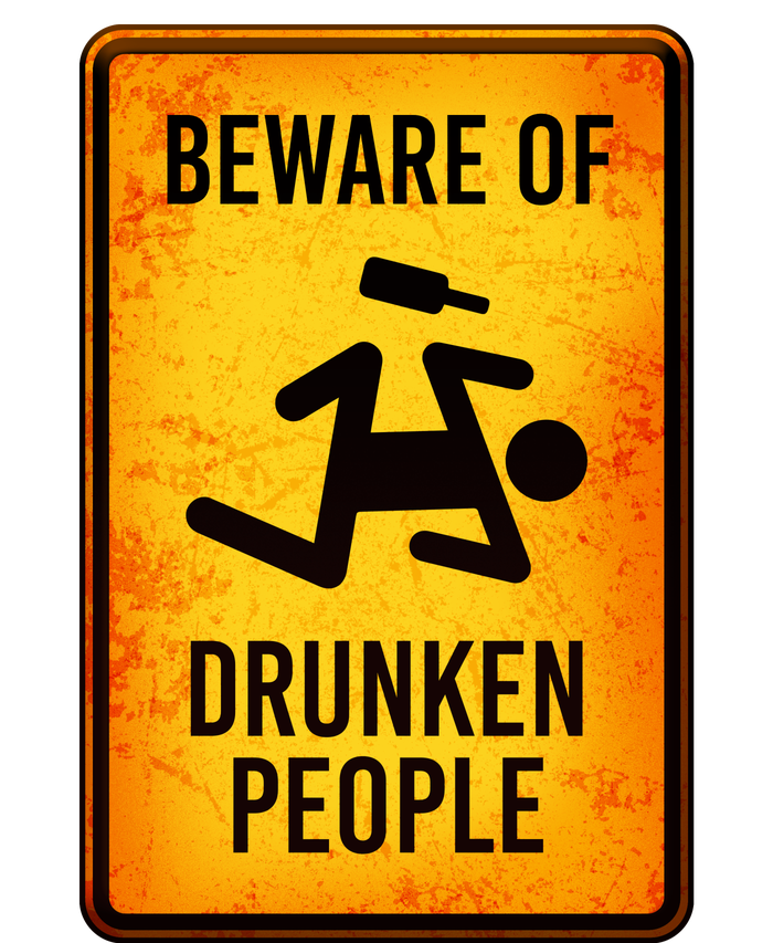 Funny Beware Of Drunken People Road Sign T-Shirt