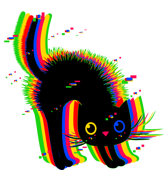 Funny Cute Colorful Glitch Cat T-Shirt