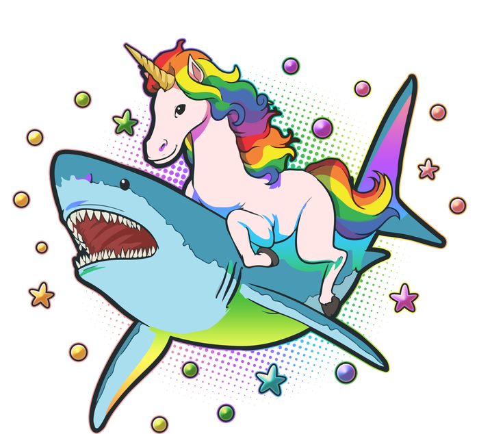 Funny Rainbow Unicorn Riding Shark Kids Hoodie