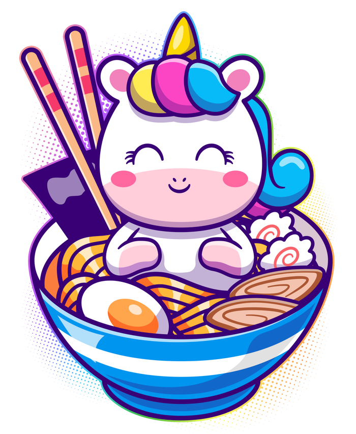 Cute Baby Unicorn Ramen Bowl Women's V-Neck T-Shirt