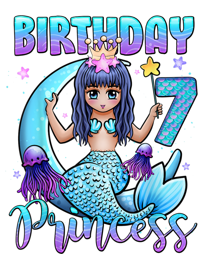 Mermaid Birthday Girl 7 Years Old Mermaid 7th Birthday Girls Women's V-Neck T-Shirt