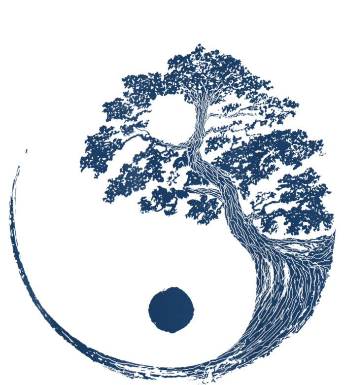 Yin Yang Blue Bonsai Tree Japanese Buddhist Zen T-Shirt