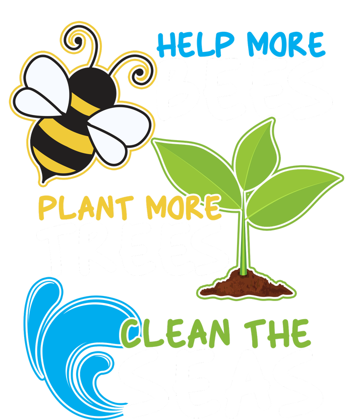 Earth Day Help More Bee Plant More Trees Clean The Seas Striped Beanie with Solid Band