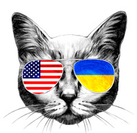 USA Ukraine Flags Sunglasses Cat Sustainable Beanie