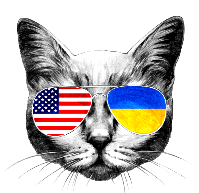 USA Ukraine Flags Sunglasses Cat Sustainable Beanie