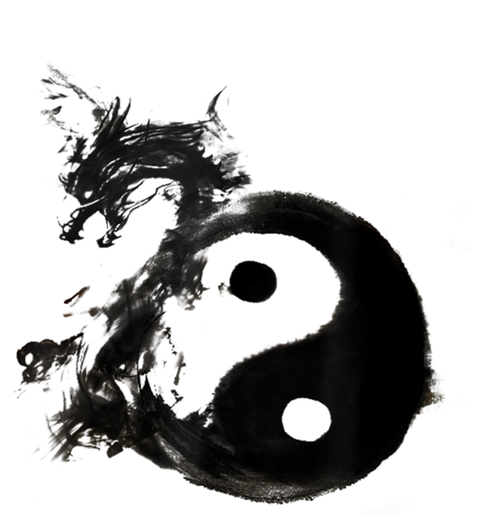 Yin Yang Dragon Water Ink Chinese Tai Chi T-Shirt