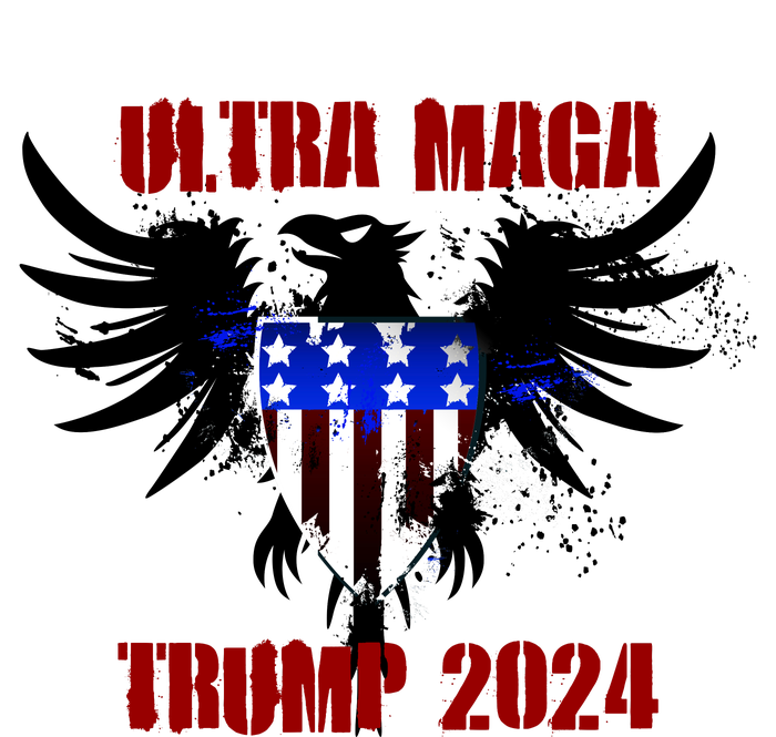 Ultra MAGA Eagle Grunge Splatter Trump 2024 Anti Biden Women's Tri-Blend 3/4-Sleeve Raglan Shirt