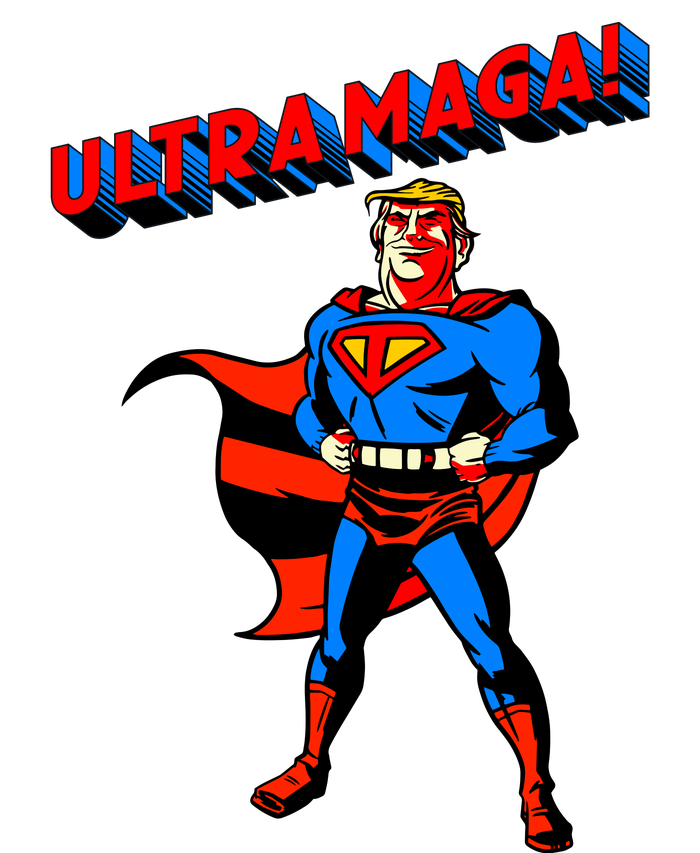 Ultra MAGA Superhero Parody Trump 2024 Anti Biden Women's V-Neck T-Shirt