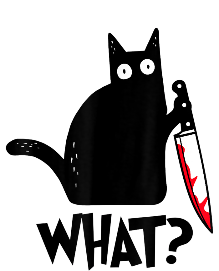 Cat What? Funny Black Cat Murderous Cat With Knife Kids Long Sleeve Shirt