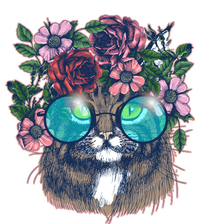 Hippy Hipster Flower Crown Cat T-Shirt