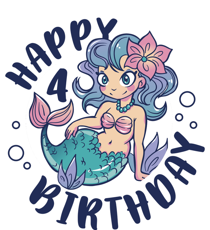 Happy 4th Birthday Cute Mermaid Women's Strappy Tank