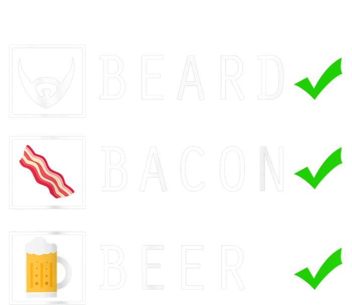 Mens Beard Bacon Beer Funny Checklist Design Kids Long Sleeve Shirt